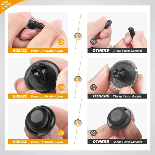 Vista 3 de GOOACC - Kit de 240 clips de retención a presión para automóvil, remaches de plástico y sujetadores, clips para guardabarros, paneles y tapicería