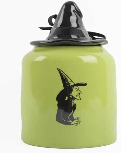 Vista 3 de Rae Dunn Wizard of OZ "I'LL GET YOU, MY Pretty" Tarro de galletas con tapa de sombrero de bruja