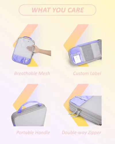 Vista 5 de BAGSMART - Juego de 6 cubos de compresión para maletas, juego de 6, 4 y 2, cubos organizadores de viaje, juego de bolsas expandibles, organizadores