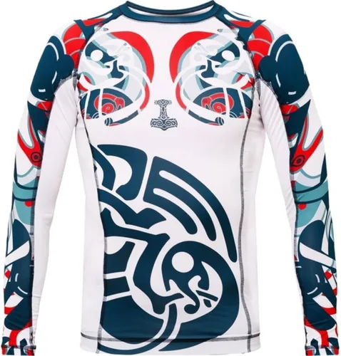 Vista 11 de Hardcore Training Camiseta de compresión para hombre, manga larga, Jiu Jitsu, MMA No-Gi, BJJ apretada, capa base de combate Negro Gris