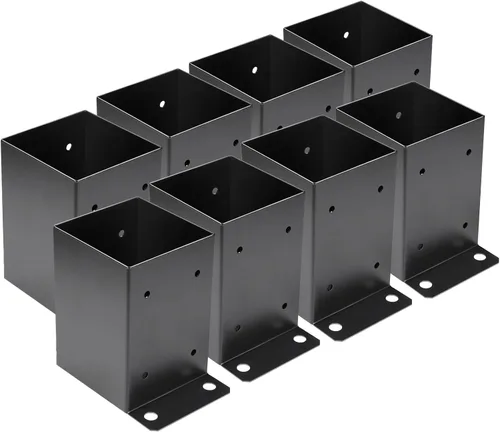 Vista 14 de Base de poste de 4 x 4, 2 piezas, tamaño interior de 3.6 x 3.6 pulgadas, soportes de poste de metal resistente con recubrimiento en polvo negro
