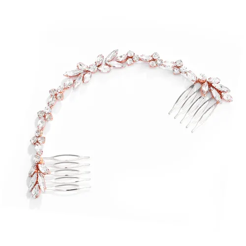 Vista 10 de Unicra Peines de cristal para el cabello, tocados nupciales, accesorios para el cabello de boda para novias (dorado)
