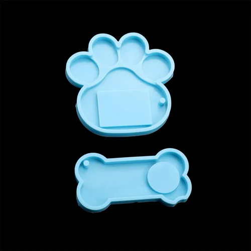 Vista 7 de 1-2 unidades/paquete de colgantes de hueso de perro, molde de silicona con forma de pata de mascota, etiqueta colgante de foto de mascotas, moldes