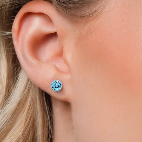 Vista 235 de Gem Stone King Aretes de Martini de oro amarillo de 14 quilates Aretes de tuerca de 3 puntas para mujeres y hombres Redondos de 0.236 pulgadas