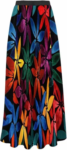 Vista 2 de InterestPrint Faldas de trabajo con estampado floral para mujer, falda de gasa elástica