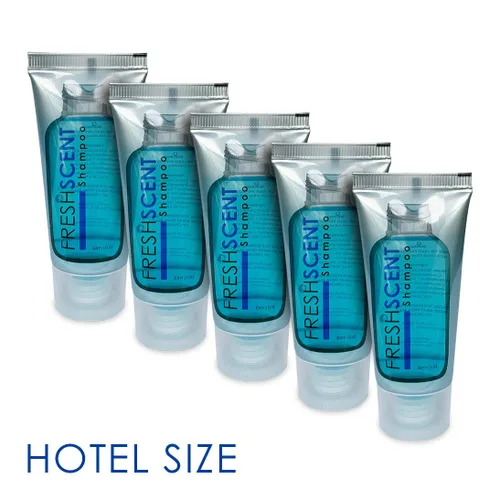 Vista 2 de Freshscent Champú 1oz (caja de 200 tubos) Tamaño de viaje del hotel, Amenidades a granel y artículos de tocador para la hospitalidad