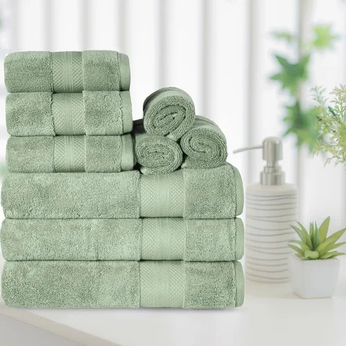Vista 2 de Superior Juego de toallas de algodón turco de 9 piezas, 3 toallas de baño, 3 manos, 3 toallas faciales para el hogar, artículos esenciales de baño