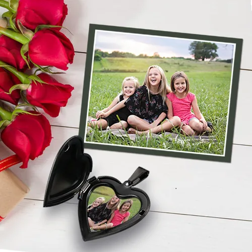 Vista 4 de PHOCKSIN Llavero de medallón lindo con forma de corazón que sostiene fotos, fotos, llavero, regalos para hombres, mujeres y niñas