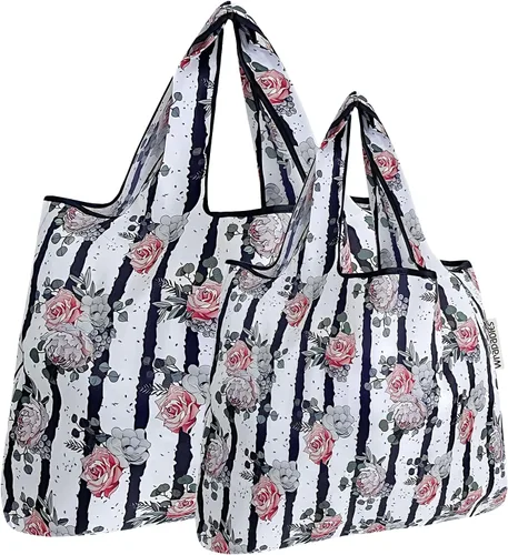 Vista 47 de allydrew Large Foldable Tote Nylon Reusable Grocery Bags