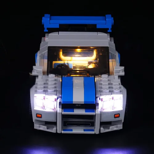 Vista 2 de VONADO Kit de luz LED compatible con Lego Fast and Furious Cars 76917, iluminación de bricolaje compatible con Nissan Skyline GT-R (R34) Lego 76917