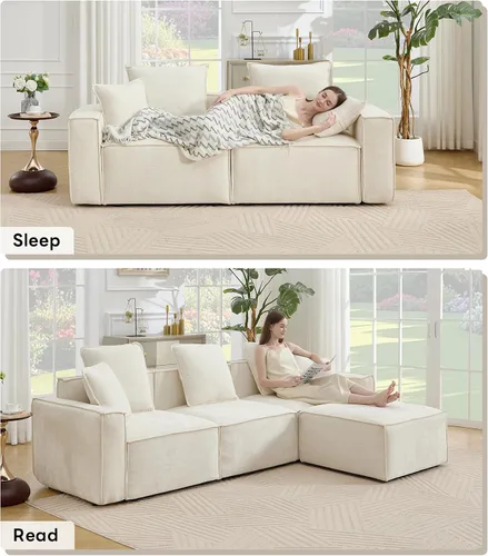 Vista 9 de WILLOVE Juego de sofá modular modular, sofá nube de felpilla con reposabrazos anchos y 8 almohadas, sofás de asiento profundo para sala de estar, 4