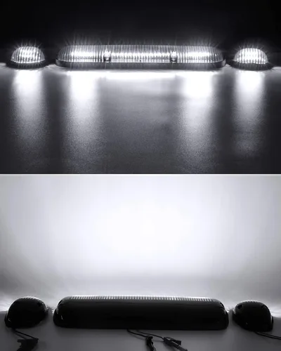 Vista 7 de Partsam 3 piezas de lente de cubierta ahumada blanca 30 LED marcador de cabina de techo + paquete de cables compatibles con Silverado/Sierra 1500