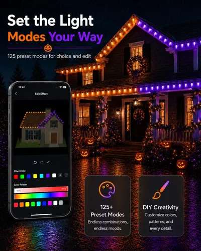 Vista 4 de Probro Smart C9 - Guirnalda de luces LED de Navidad para exteriores, 49