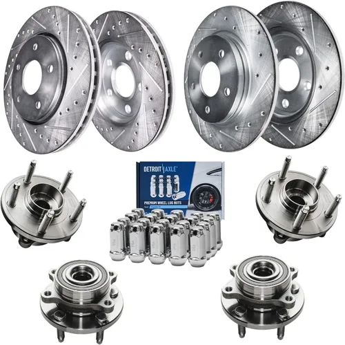 Vista 24 de Detroit Axle - Rotores de freno para Ford 2013-2019 Explorer Taurus Flex Lincoln MKT MKS, rotores de freno de disco ranurados perforados de repuesto