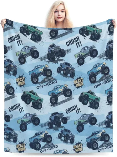 Vista 6 de Perinsto Manta de Monster Trucks, ultra suave y cálida para todas las estaciones, manta decorativa de forro polar para niños, regalos para niños