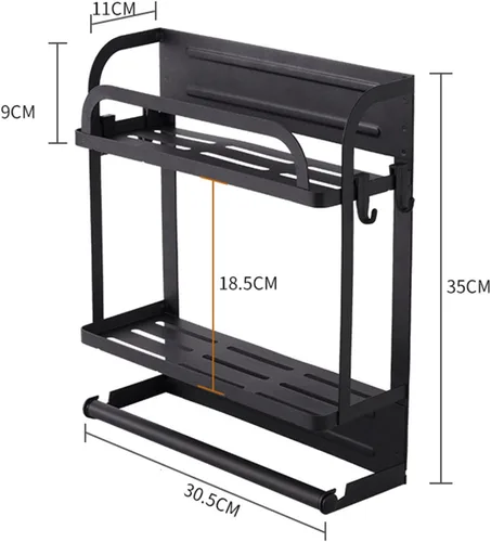 Vista 2 de Organizador magnético para especias, estante magnético para refrigerador, estante de almacenamiento con soporte para toallas de papel para Doble