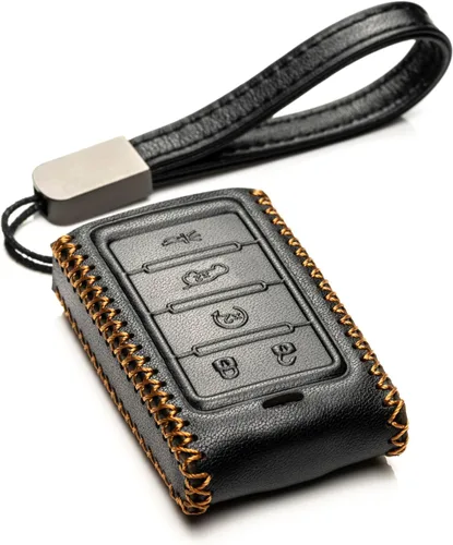 Vista 8 de Vitodeco Funda de cuero genuino para llavero inteligente compatible con Jeep Wagoneer, Grand Wagoneer, Grand Cherokee 2022-2025 (5 botones, negro)