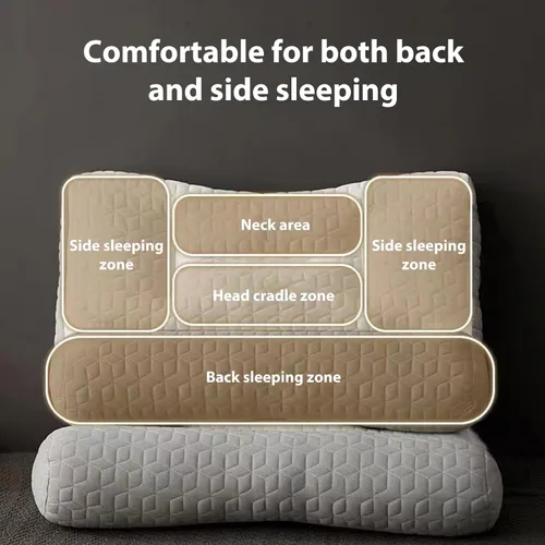Vista 4 de Almohada cervical ergonómica para dormir con látex para dormir de lado y aliviar el dolor, color gris