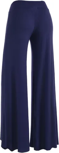 Vista 26 de Made By Johnny Pantalones palazzo elásticos de pierna ancha para mujer, lisos, casuales, cómodos