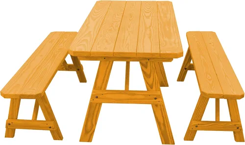 Vista 25 de Furniture Barn USA Pine - Mesa tradicional de 4 pies con 2 bancos, color negro