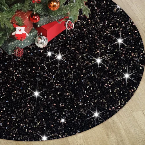 Vista 14 de FOTSHARER Falda negra para árbol de Navidad de 21 pulgadas, faldas de terciopelo para árbol de Navidad de mesa, falda de árbol de Navidad