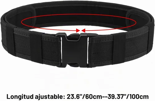 Vista 2 de AGPTEK Cinturón táctico de combate de nylon para seguridad policial (negro)