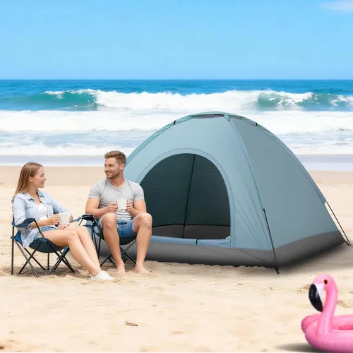 Vista 8 de Outvita Tienda de campaña para 4 personas con lluvia y bolsa de transporte, tienda de campaña impermeable de fácil instalación con ventanas de malla