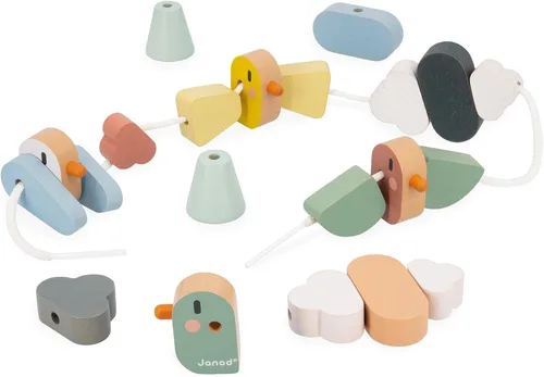 Vista 2 de Janod - Sweet Cocoon Thread Beads - 21 Birds, Wings and Clouds - Develops Fine Motor Skills - FSC Wooden Toy - Learning Game - From 24 Months, J04050
