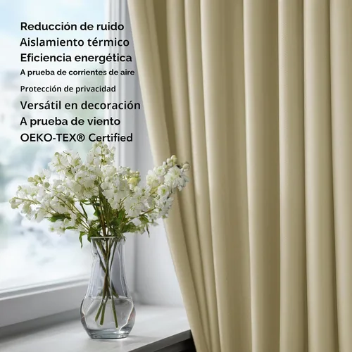 Vista 4 de Deconovo Cortinas opacas para dormitorio, juego de 2 paneles de 42 pulgadas de ancho x 45 pulgadas de largo, aislamiento térmico y reducción