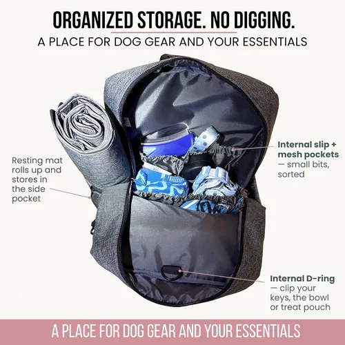 Vista 5 de Mochila para perros con bolsillo fresco aislado y alfombrilla