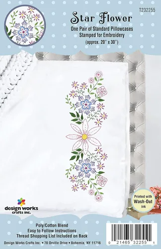 Vista 2 de Juego de 2 fundas de almohada con estampado de estrellas y flores bordadas
