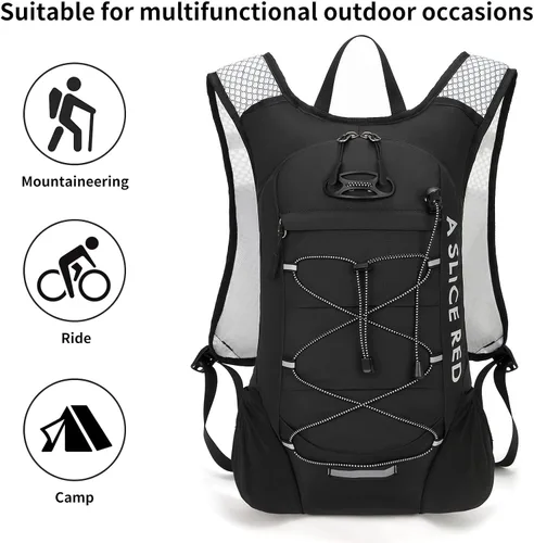 Vista 5 de Mochila de hidratación, mochila de agua para correr con vejiga de 2 L, mochila de agua hidráulica para hombres y mujeres, ciclismo, senderismo, rave