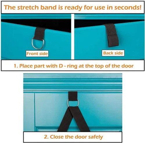 Vista 5 de Estiradora de Piernas Ajustable - Banda Elástica de Ballet para Alargar - Fácil Instalación en Puerta - Correa de Piernas para Flexibilidad
