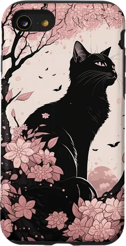 Vista 18 de Cute Pink Japanese Cherry Blossom Cat Aesthetic Case for iPhone 16