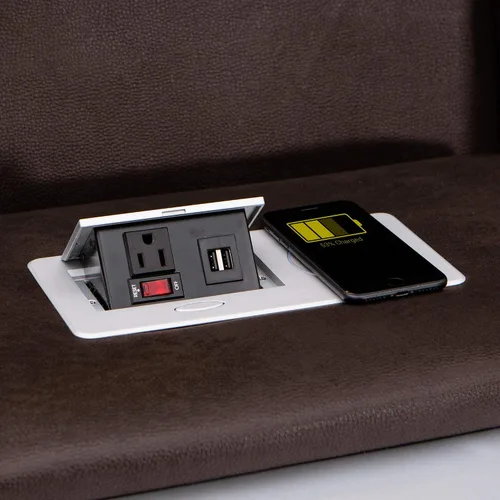 Vista 6 de Seatcraft Octavius - Sofá marrón con asiento de cine en casa con mesa