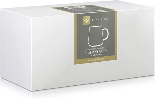 Vista 6 de Teabloom Juego de 2 tazas de vidrio de borosilicato prémium para té o café, 6 onzas, aptas para microondas y manchas