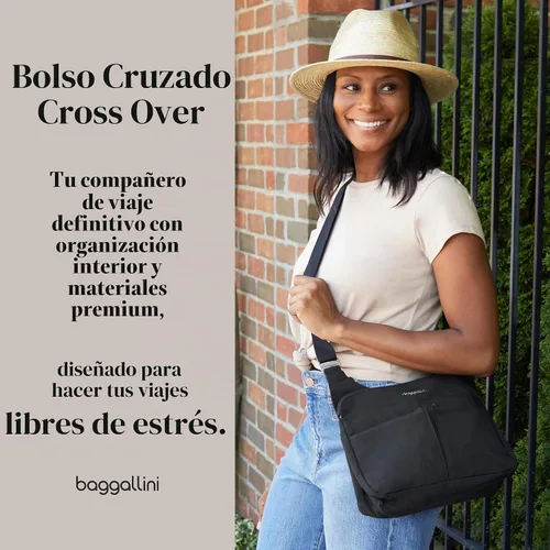 Vista 2 de Baggallini Crossbody Travel Bag 11x8.5 Lightweight Water-resistant Nylon Handbag Manzana