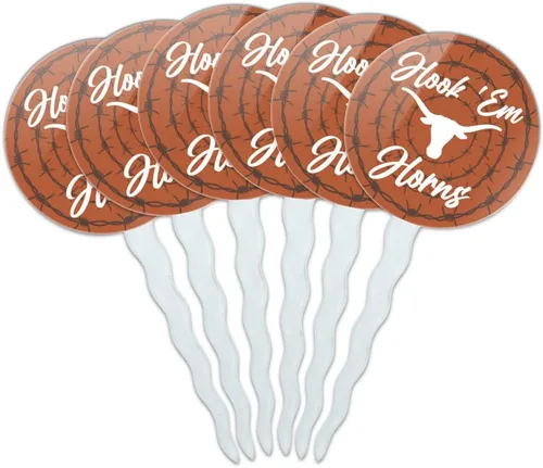 Vista 246 de Abilene Christian - Juego de 6 palillos para cupcakes con logotipo secundario