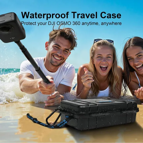 Vista 7 de Lekufee Estuche rígido impermeable de viaje para DJI Osmo 360, batería y otros accesorios (solo funda y bolsa)