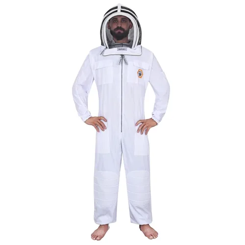 Vista 5 de Suit-111 Traje de apicultura profesional con protección total, velo de esgrima de seguridad de algodón transpirable (grande, caqui)