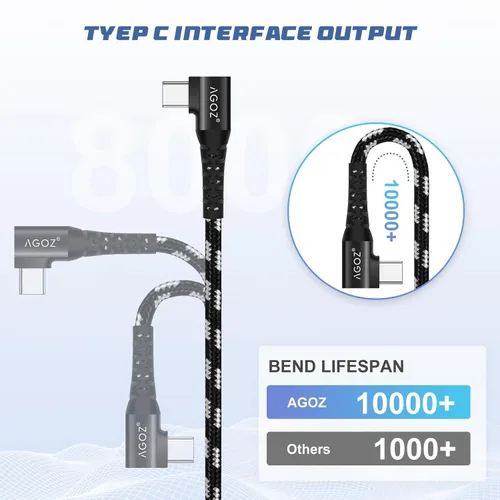 Vista 3 de AGOZ Cable USB C corto de 1 pie, cargador rápido de 90 grados, cable de ángulo recto compatible con Samsung Galaxy S26 S25 S24 S23 S22, A15 A16 A17