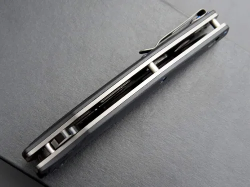 Vista 9 de Eafengrow EF915 Cuchillo plegable D2 hoja de acero con revestimiento de óxido negro; mango G10 con rodamiento de bolas, cuchillo abierto seguro
