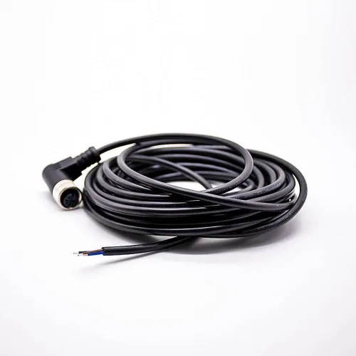 Vista 6 de Elecbee Conector M12 A-Code Cable sobremoldeado de ángulo recto de cabeza hembra única (cable de 3 pines de 16.4 ft/16.4 pies)