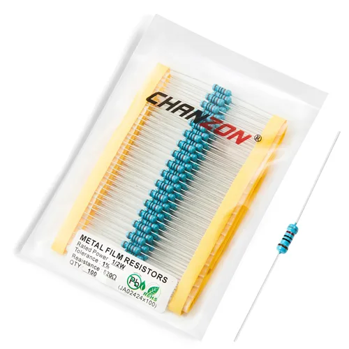 Vista 46 de Chanzon 100pcs 1/2W (0.5W) 1 Ω ohmios Resistencia fija de película metálica 0.01 ±1% Tolerancia 1R MF Orificio pasante Resistencias limitadoras