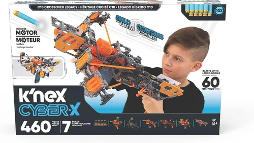Vista 9 de K'NEX Cyber-X C10 Crossover Legacy con motor – Explosiones de hasta 60 pies – 460 piezas, 7 construcciones, objetivos, 10 dardos – Gran regalo