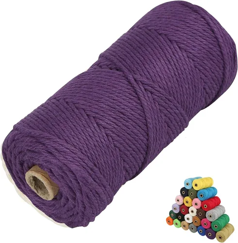 Vista 15 de Cordón de algodón para macramé, hilo torcido de 4 capas, cuerda de algodón natural, suministros perfectos de macramé, para hacer soportes colgantes