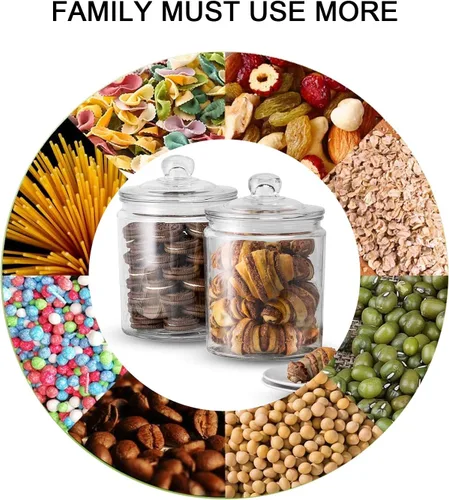 Vista 6 de Tarros de vidrio de 32 onzas, tarro de dulces de Maredash con tapa para el hogar, tarros transparentes de grado alimenticio (paquete de 6)