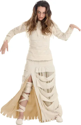 Vista 5 de Disfraz de momia de longitud completa para mujer, vestido de momia vendado, para adultos