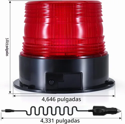 Vista 3 de AnTom Luces Estroboscópicas Inalámbricas Magnéticas, LED Rojo Batería Recargable Luz de Baliza de Advertencia de Seguridad para Techo de Vehículo