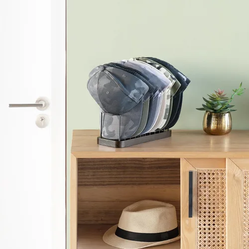 Vista 2 de Mkono Organizador de Sombreros para Gorras de Béisbol, Juego de 1 Portasombreros para 10 Gorras de Béisbol, Soporte de Mesa Estante para Sombreros